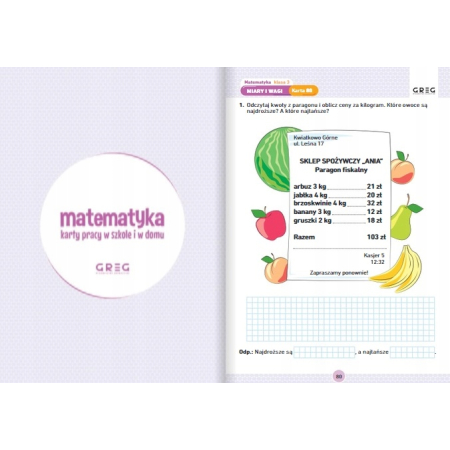 MATEMATYKA KARTY PRACY KL. 1-3 TABLICZKA MNOŻENIA