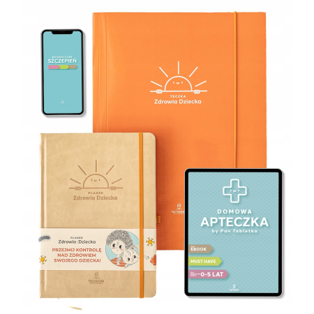 PLANER ZDROWIA DZIECKA + teczka ebook dzienniczek Pan Tabletka beżowy